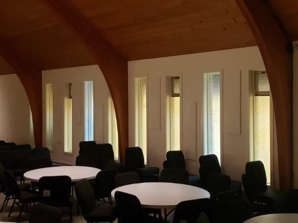 polyzorbe acoustic panels between windows on wall