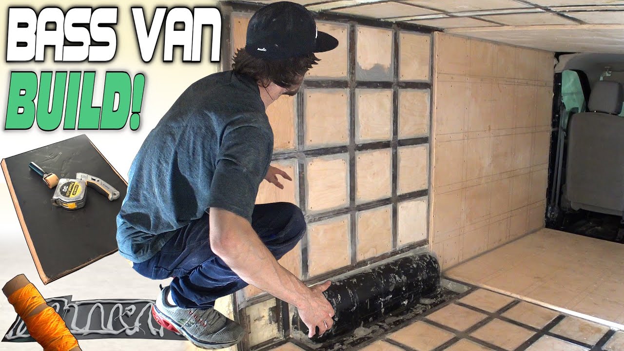 EXO's Bass Van Build: Lining SUBWOOFER BOX w/ WOOD & Installing Car Audio DEADENER + Custom Install!