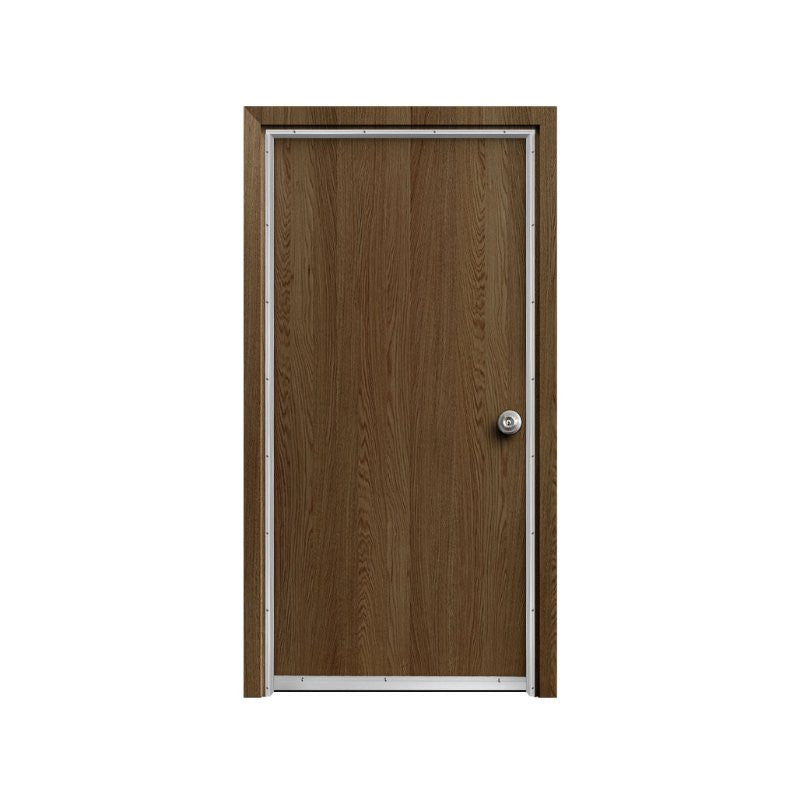 Solid wood door with a Sound Lock Door Seal Kit installed (white background)