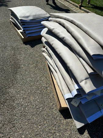 soundproof blankets on a pallet