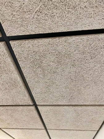 wood wool ceiling tiles in a grid