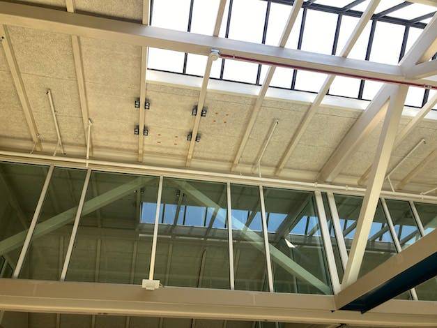 Timberwool on ceiling of multi-purpose room
