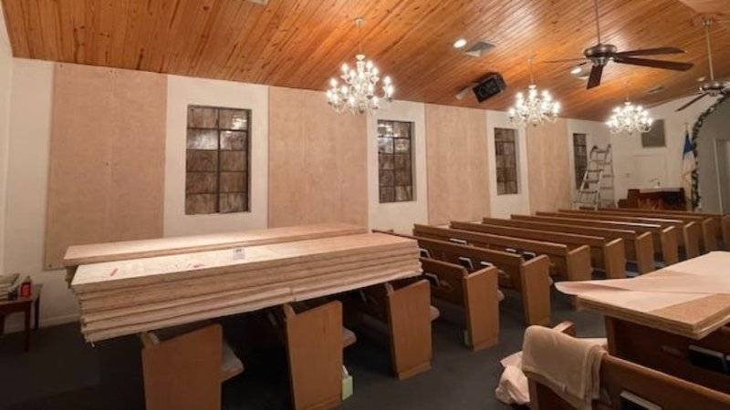Timberwool on sanctuary walls