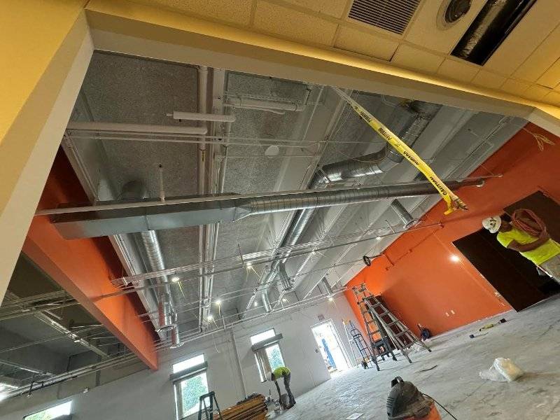 robotics lab wood wool panels on ceiling