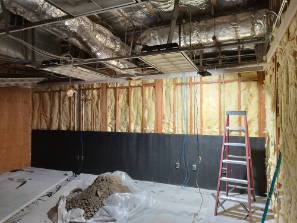 1LB Mass Loaded Vinyl used across studs for wall soundproofing