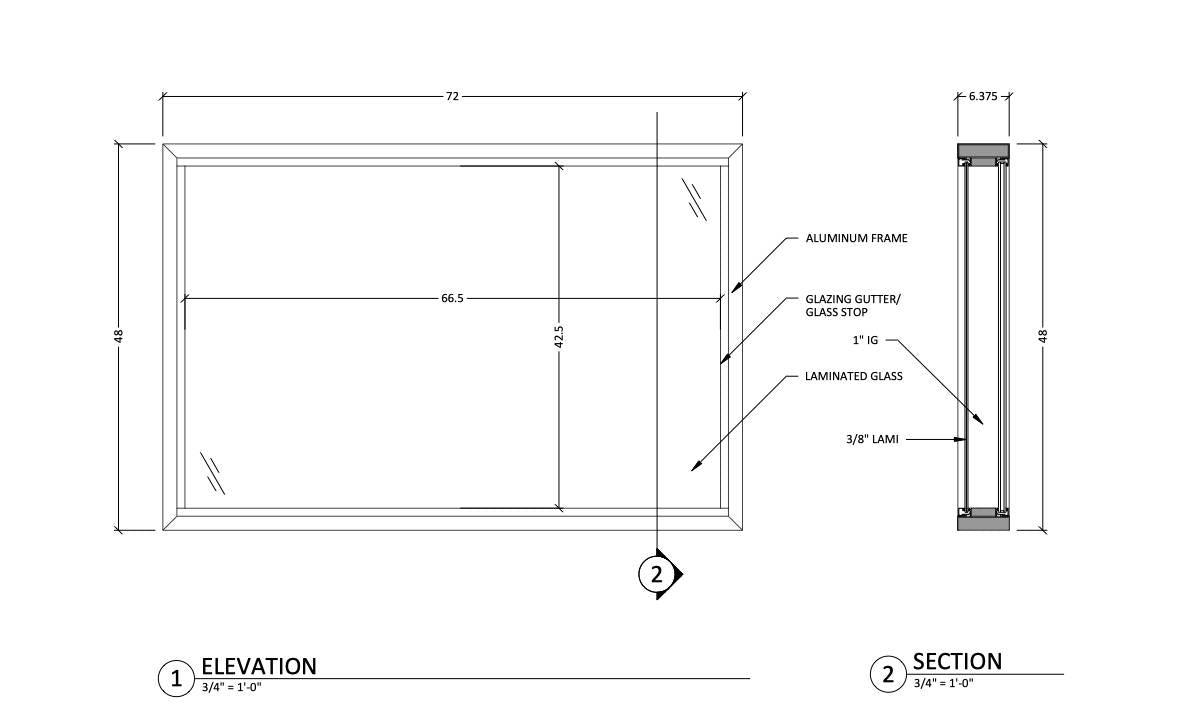 spec drawing for tru acoustics soundproof window