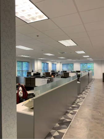office with acoustic ceiling tiles