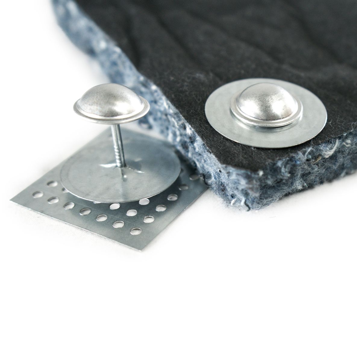 stick pin inside material and next to material to display