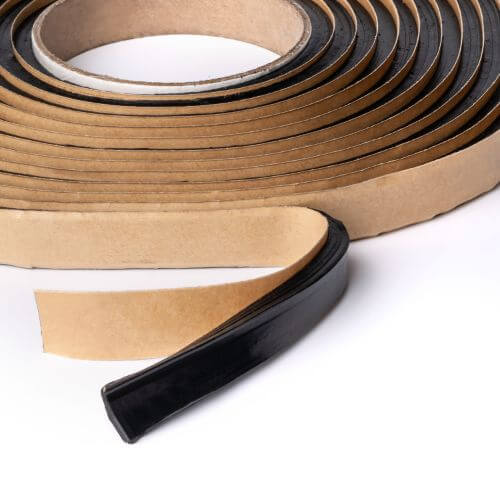 butyl tape peeled back