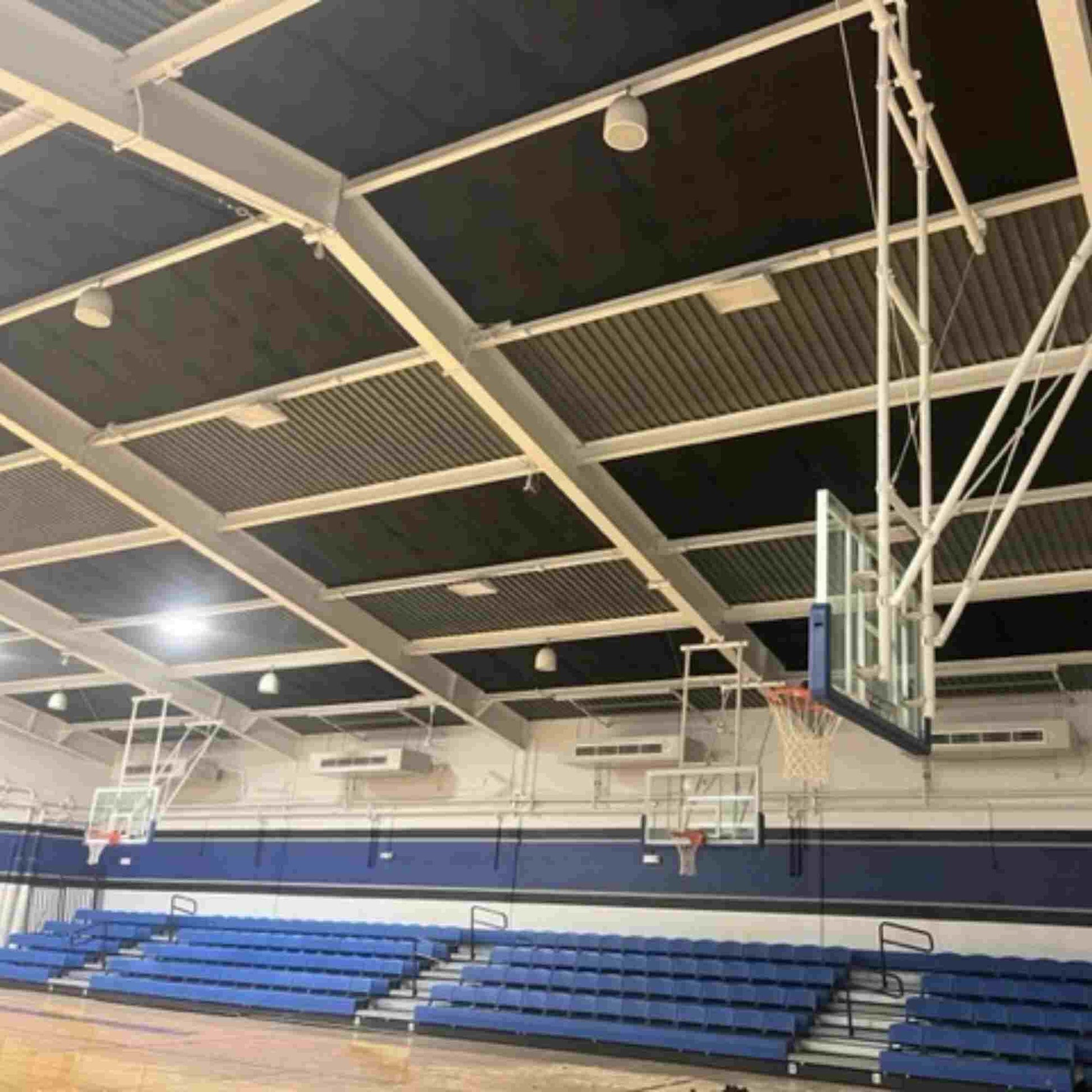 ecoverb roll as an acoustic ceiling treatment in a gymnasium