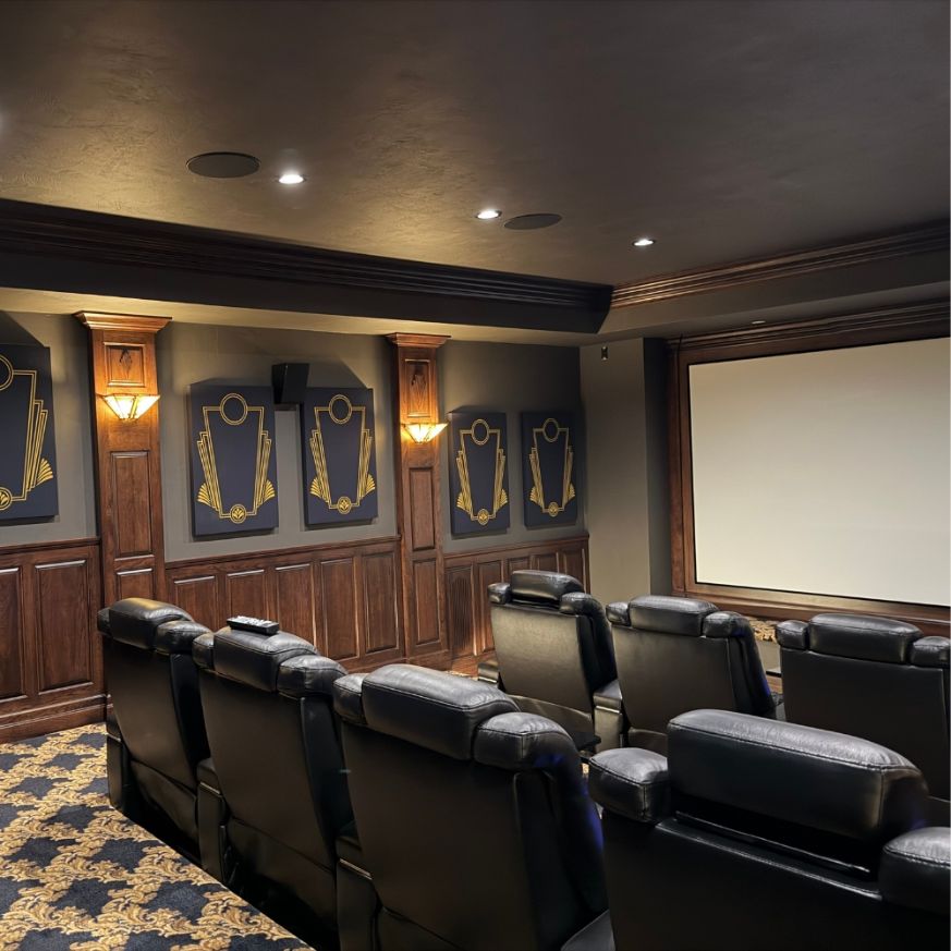 Acoustic Pro custom print fabric wrapped panel in home theater
