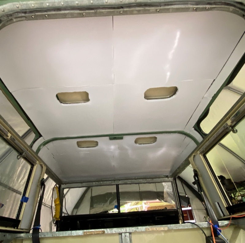 Mega Zorbe hydrophobic melamine foam covering a Land Rover Defender roof