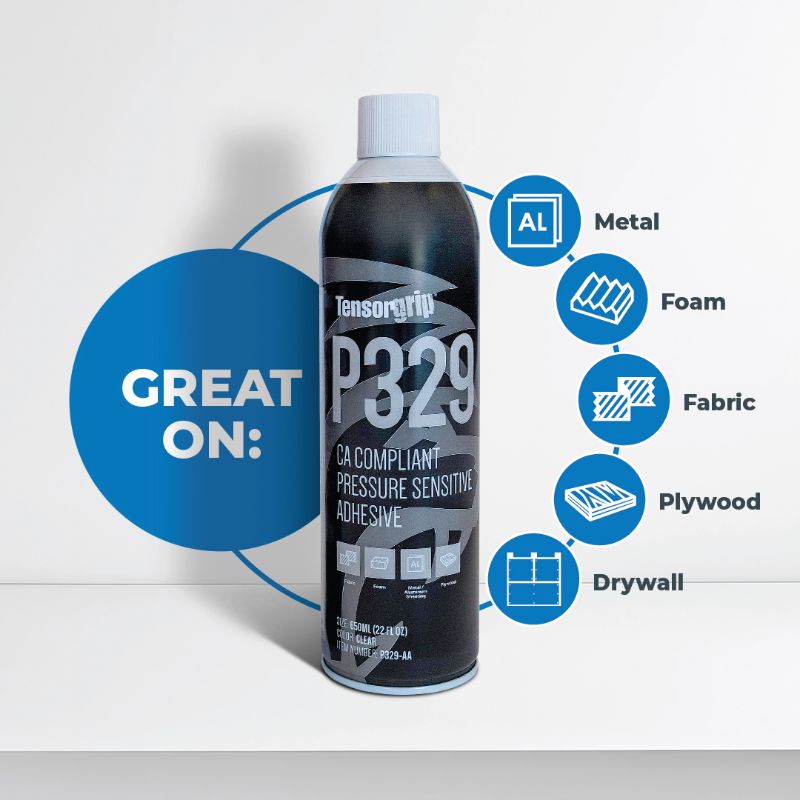 P329 recommended substrate list: metal, foam, plywood, drywall, and fabric
