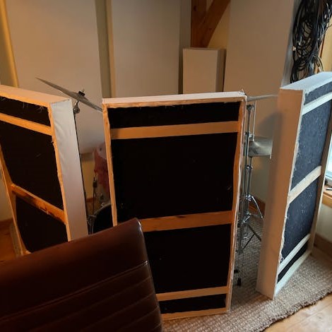EcoBass Traps USed to create DIY Bass Trap Panels for Drum Room