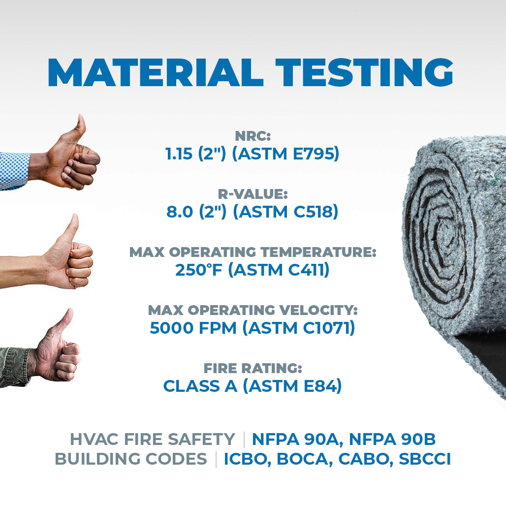 EcoVerb Roll is a high NRC, high R-value duct liner w/ HVAC and building code approvals