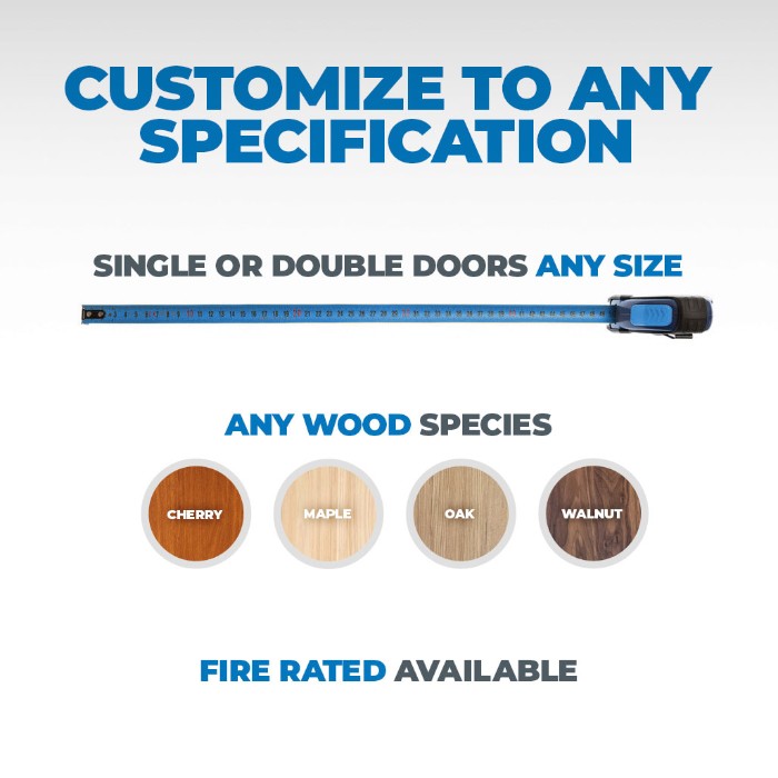 Customize the Sound Lock STC 56 Soundproof Door to any size and wood species