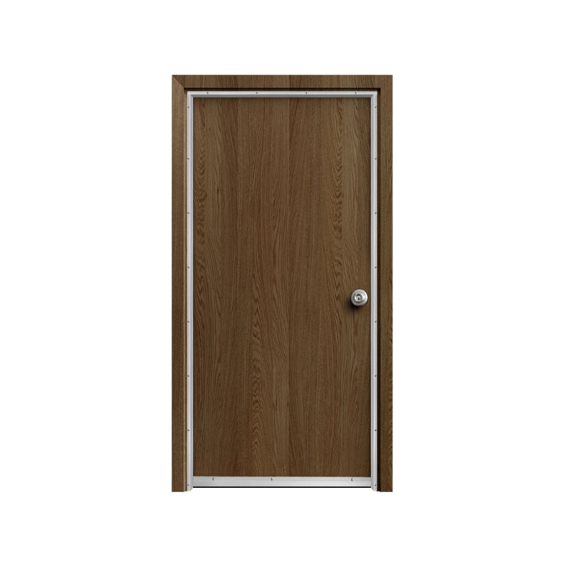 Solid wood door with a Sound Lock Door Seal Kit installed (white background)