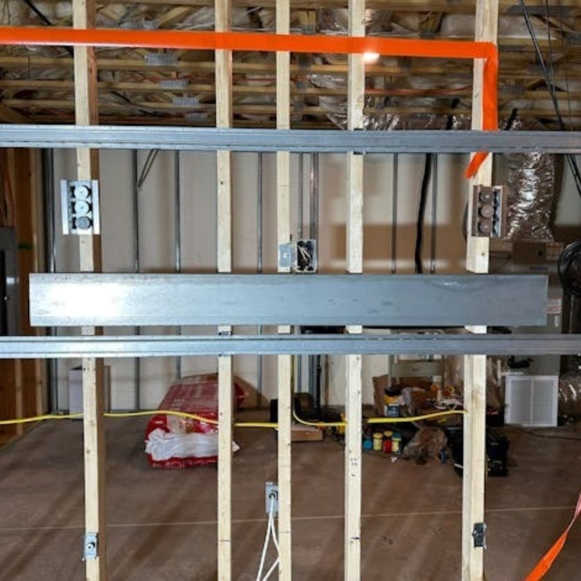 RSIC-1 Backer HD installed onto studs with steel track