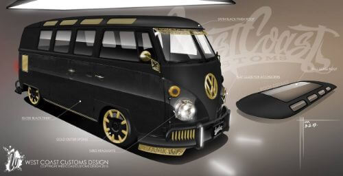 Design mock up for 1961 Steampunk VW Bus