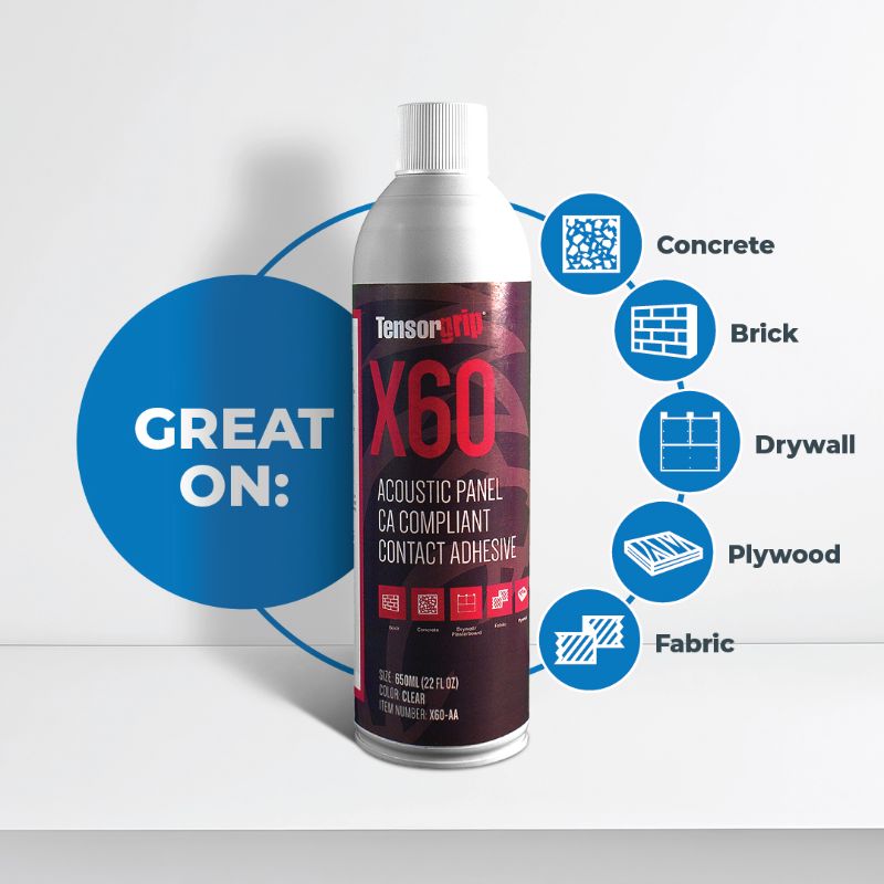 X60 recommended substrate list: concrete, brick, plywood, drywall, and fabric