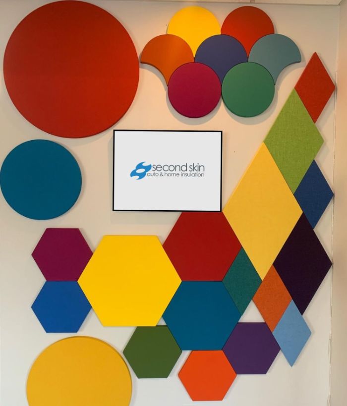Custom wall showing samples of shapes and designs