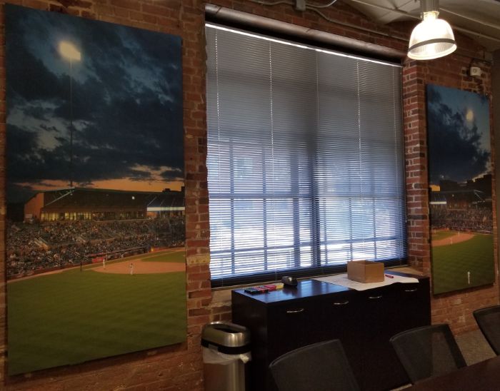 Baseball print on acoustic panel