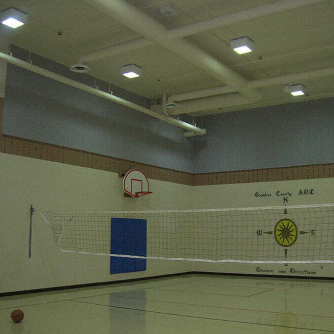 EcoVerb Blue lining a gym wall