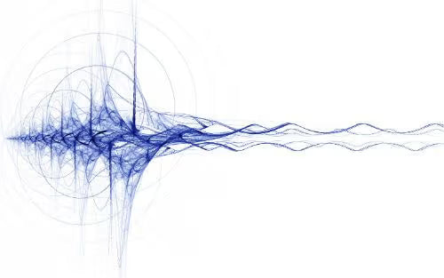 Blue abstract wave pattern on a white background