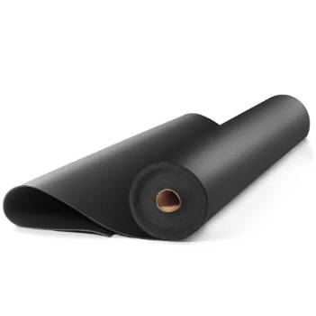 Luxury Liner mass loaded vinyl roll, black, partially unrolled showing cardboard core