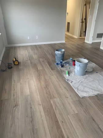 LVT flooring installed over rubber underlayment