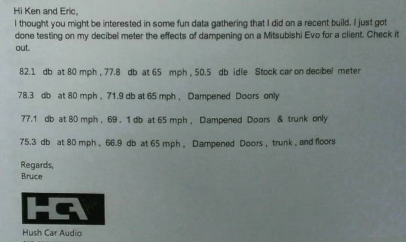2015 Mitsubishi Lancer Sound Deaden