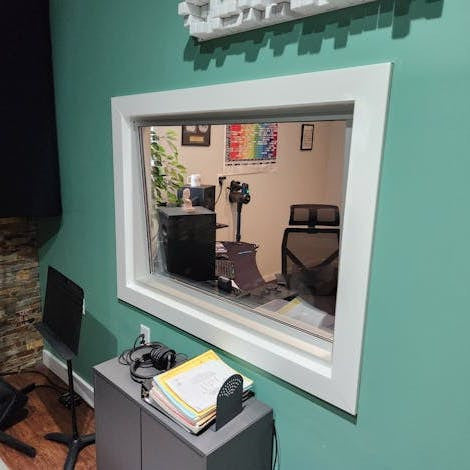 Tru Acoustics soundproof window between the recording and control room (recording side)