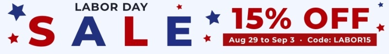 Labor Day 15% Off Banner
